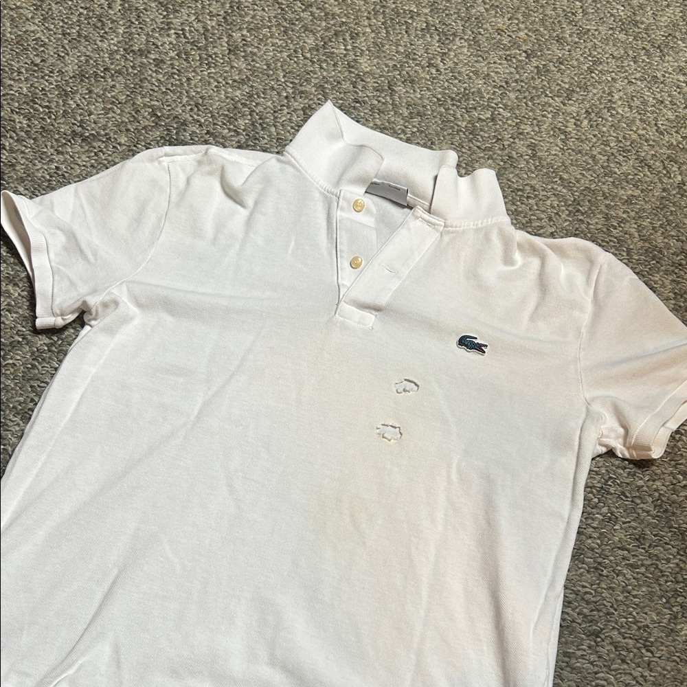 Thrashed Lacoste for j crew polo shirt